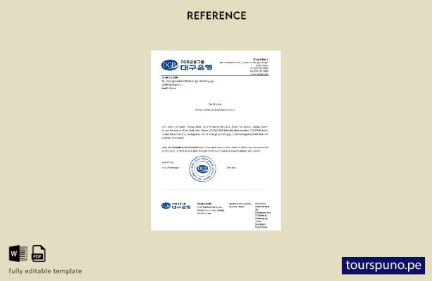 lista para imprimir plantilla de referencia del Banco DGB de Corea del Sur